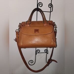 Dooney And Bourke Vintage Brown Flourentine Satchel Crossbody Pebble Leather